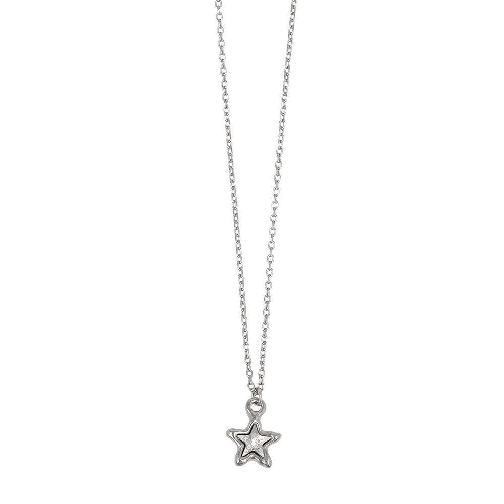 ネックレス ニッケルフリー メタル 星 ストーン プチペンダントネックレス