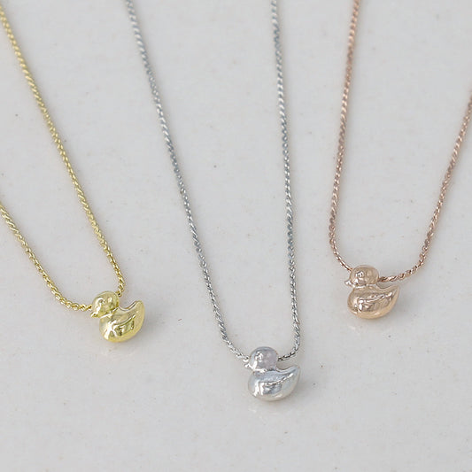 ネックレス tiny. ニッケルフリー メタル あひる 鳥 アニマル 極小 超極細 チェーン プチネックレス