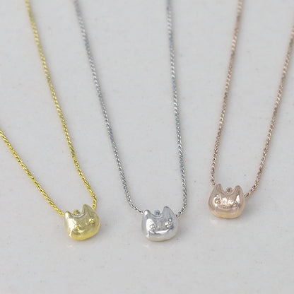 ネックレス tiny. ニッケルフリー メタル ネコ アニマル 極小 超極細 チェーン プチネックレス