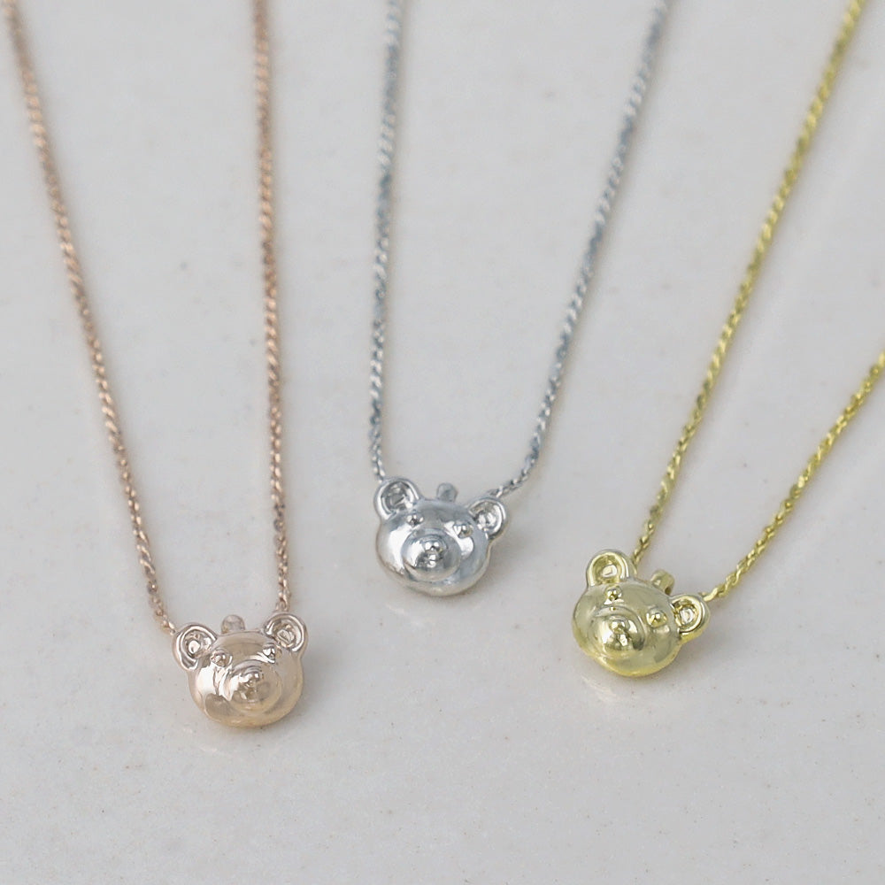 ネックレス tiny. ニッケルフリー メタル クマ アニマル 極小 超極細 チェーン プチネックレス