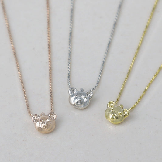 ネックレス tiny. ニッケルフリー メタル クマ アニマル 極小 超極細 チェーン プチネックレス