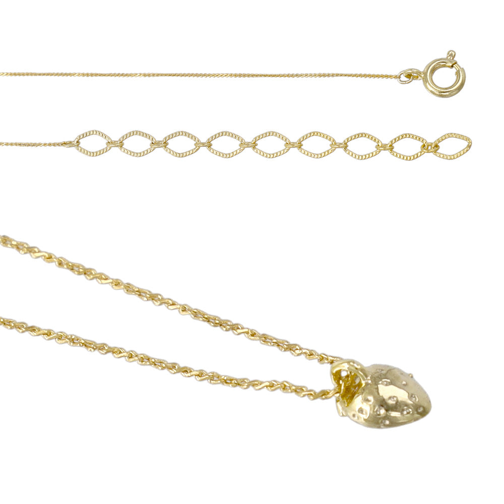 ネックレス tiny. ニッケルフリー メタル イチゴ フルーツ 極小 超極細 チェーン プチネックレス