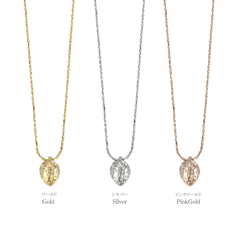 ネックレス tiny. ニッケルフリー メタル イチゴ フルーツ 極小 超極細 チェーン プチネックレス