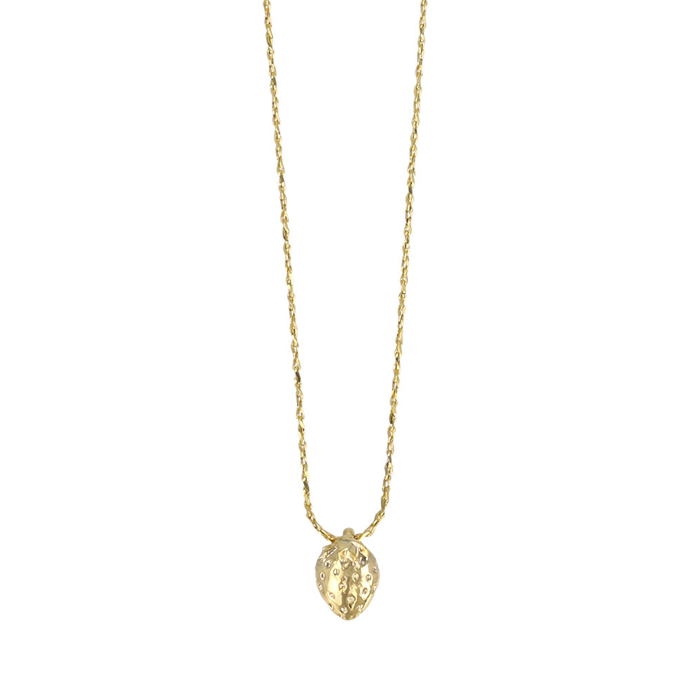 ネックレス tiny. ニッケルフリー メタル イチゴ フルーツ 極小 超極細 チェーン プチネックレス