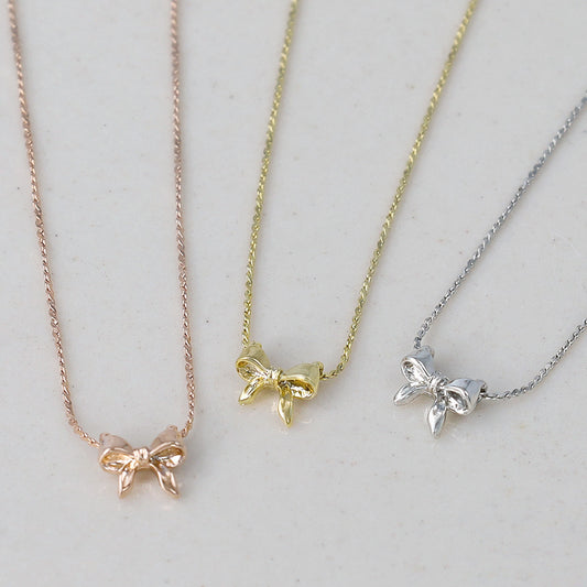 ネックレス tiny. ニッケルフリー メタル リボン 極小 超極細 チェーン プチネックレス