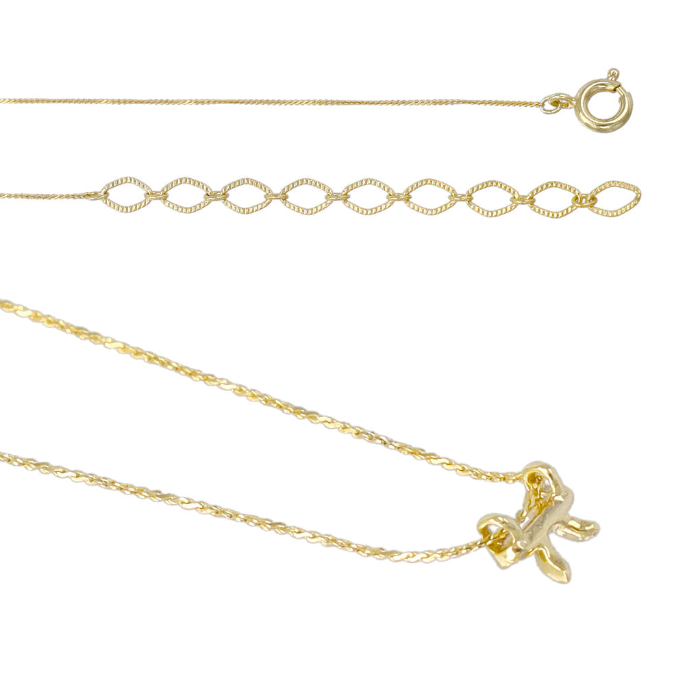 ネックレス tiny. ニッケルフリー メタル リボン 極小 超極細 チェーン プチネックレス