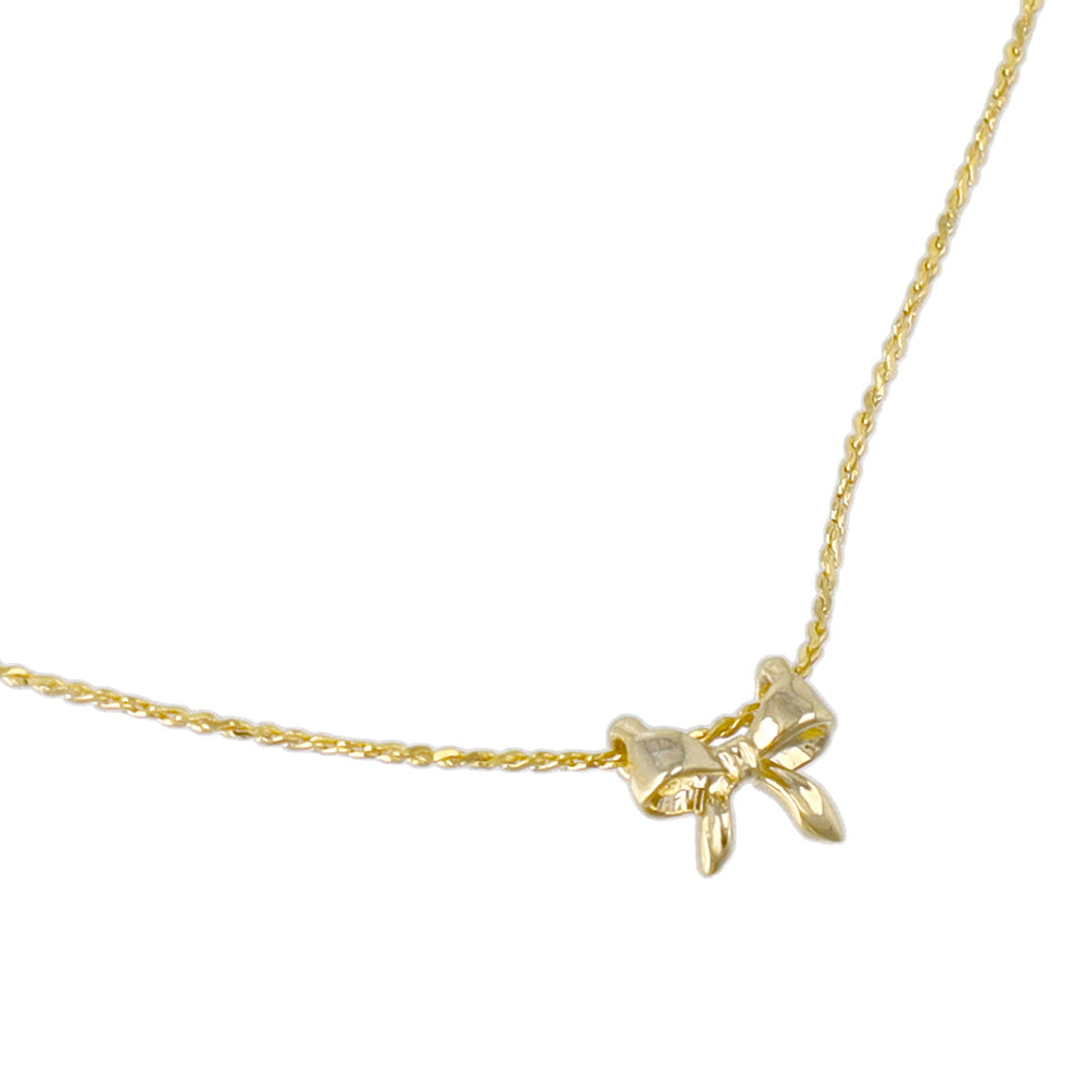 ネックレス tiny. ニッケルフリー メタル リボン 極小 超極細 チェーン プチネックレス