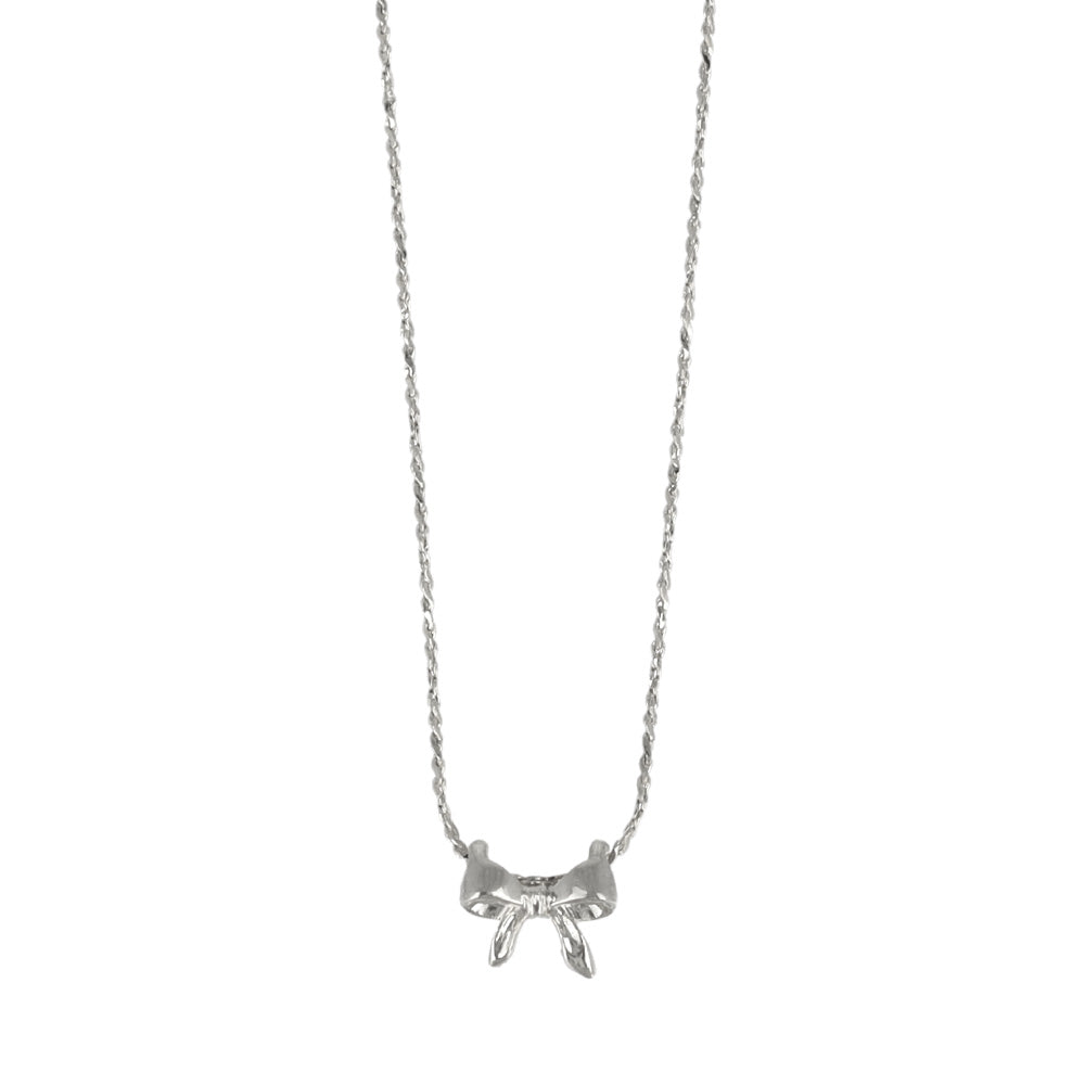 ネックレス tiny. ニッケルフリー メタル リボン 極小 超極細 チェーン プチネックレス