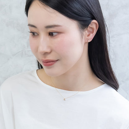 ネックレス ニッケルフリー rose cut キュービックジルコニア メタル フレーム サークル ダブル パール 超極細 チェーン プチネックレス