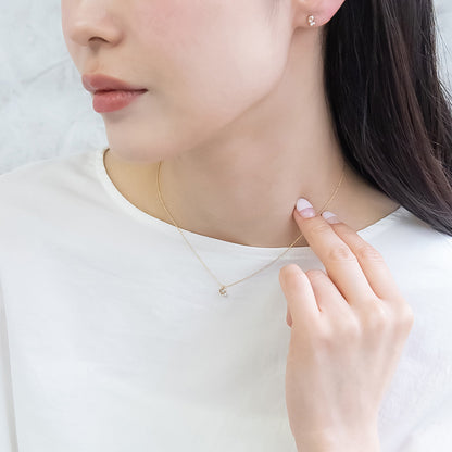 ネックレス ニッケルフリー rose cut キュービックジルコニア メタル フレーム サークル ダブル パール 超極細 チェーン プチネックレス