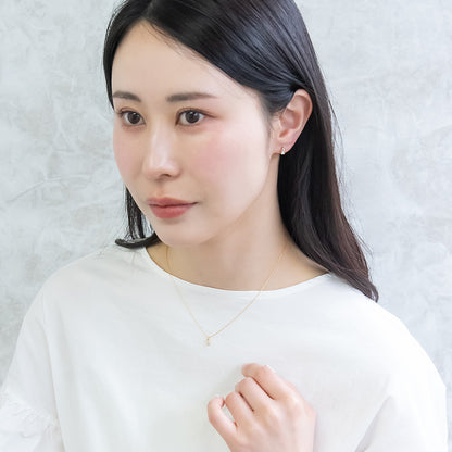 ネックレス ニッケルフリー rose cut キュービックジルコニア メタル フレーム ティアドロップ パール 超極細 チェーン プチネックレス