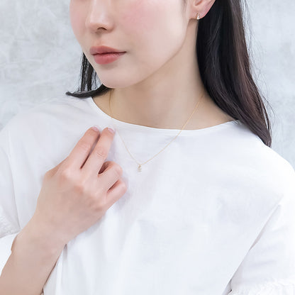 ネックレス ニッケルフリー rose cut キュービックジルコニア メタル フレーム ティアドロップ パール 超極細 チェーン プチネックレス