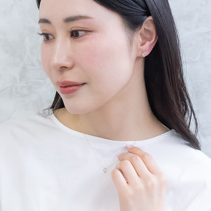 ネックレス ニッケルフリー rose cut キュービックジルコニア メタル フレーム ハート パール 超極細 チェーン プチネックレス