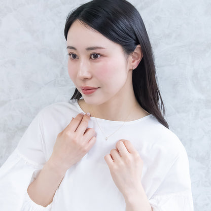 ネックレス ニッケルフリー rose cut キュービックジルコニア メタル フレーム ハート パール 超極細 チェーン プチネックレス