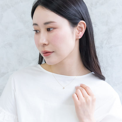 ネックレス ニッケルフリー rose cut キュービックジルコニア メタル パール フレーム サークル 超極細 チェーン プチネックレス