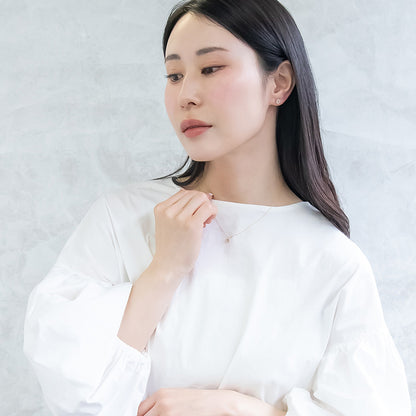 ネックレス ニッケルフリー rose cut キュービックジルコニア メタル パール フレーム サークル 超極細 チェーン プチネックレス