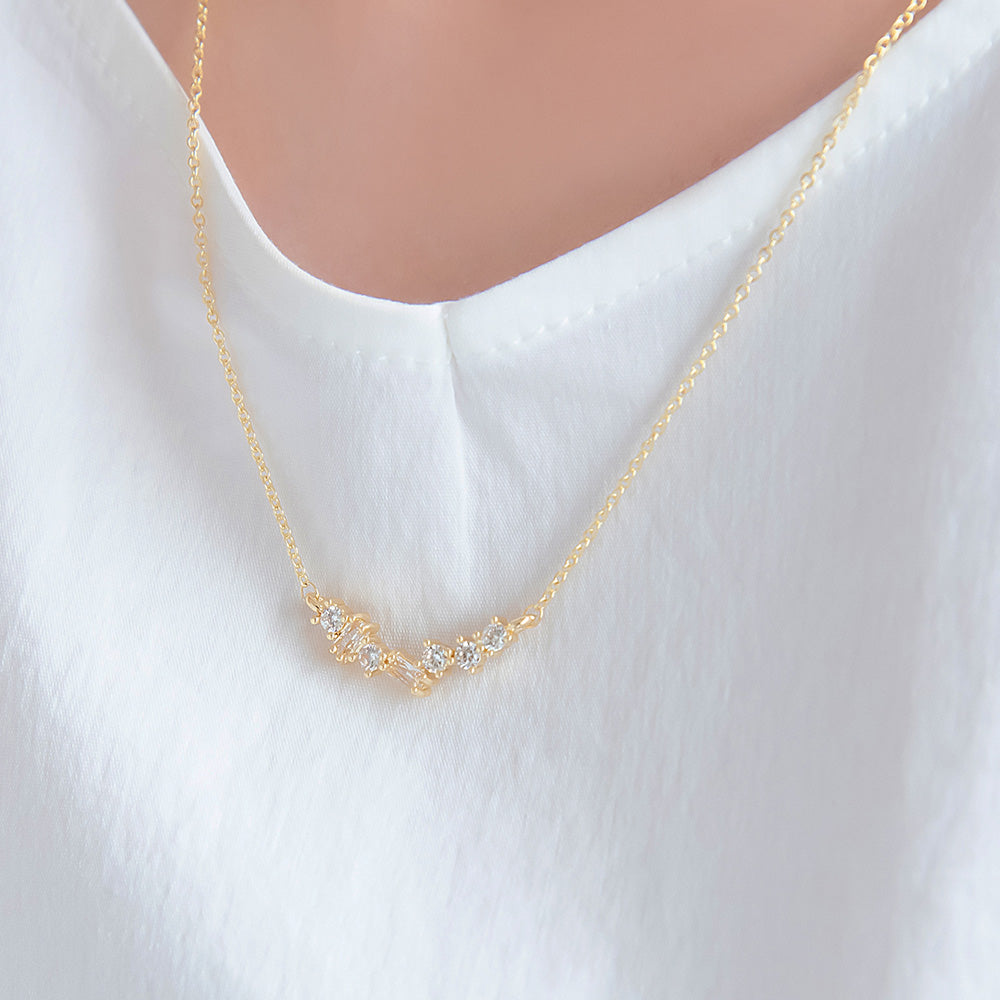 ネックレス ニッケルフリー メタル キュービックジルコニア ショートネックレス