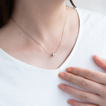 ネックレス ステンレス メタル キュービックジルコニア ミニ リング チェーン ショートネックレス