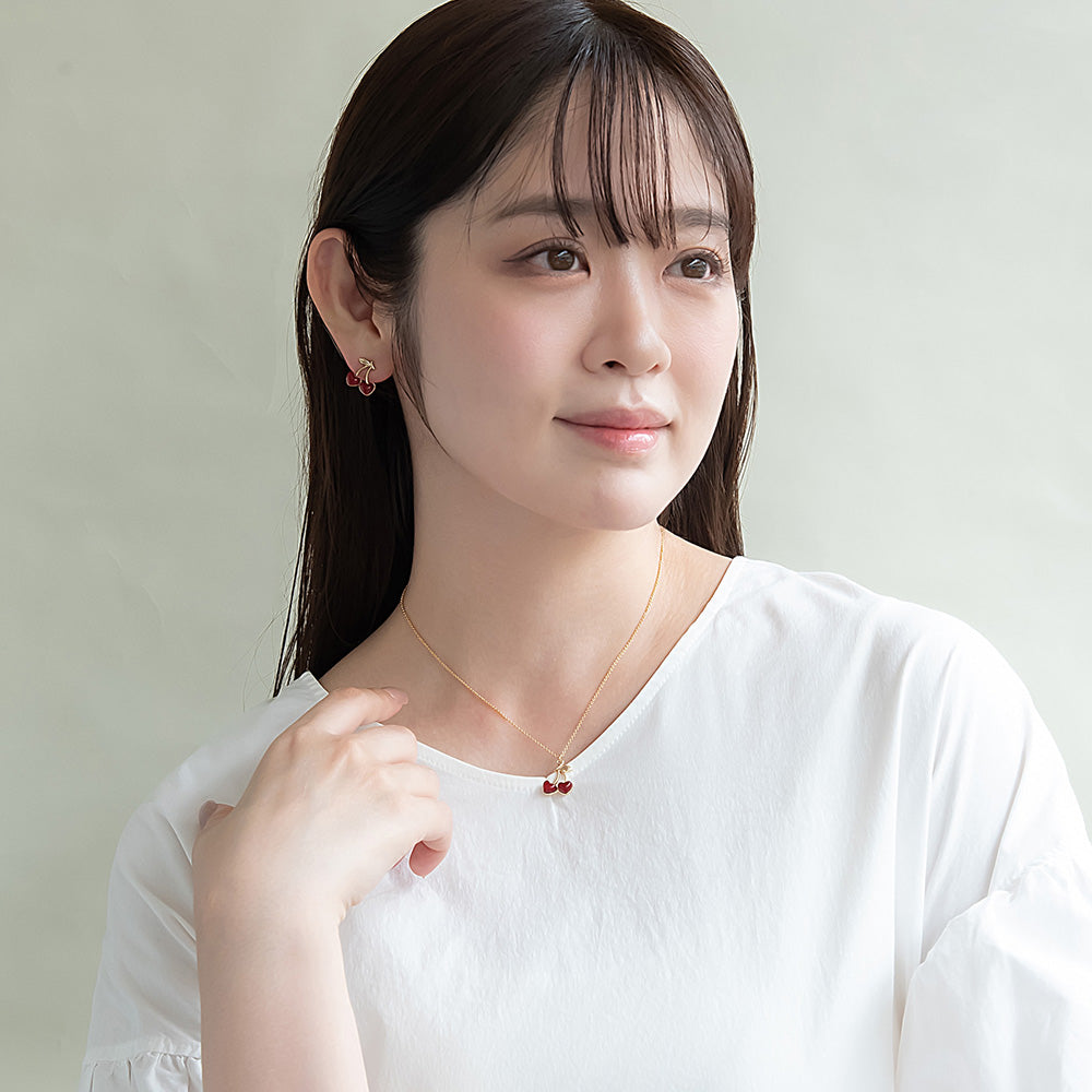 ネックレス ニッケルフリー メタル さくらんぼ ハート プチネックレス