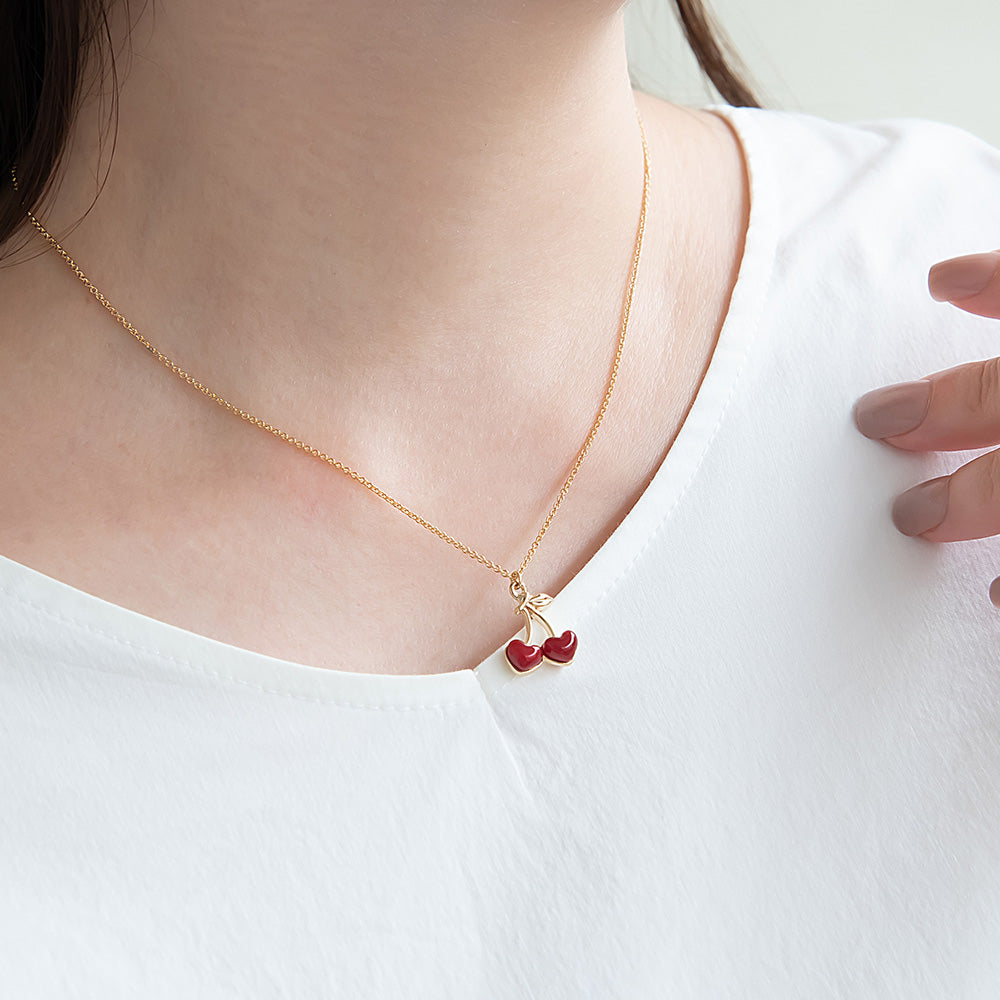ネックレス ニッケルフリー メタル さくらんぼ ハート プチネックレス