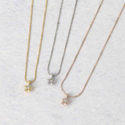 ネックレス tiny. ニッケルフリー メタル 星 ストーン 小粒 超極細 チェーン プチネックレス