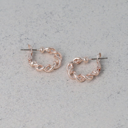 ピアス ニッケルフリー ロゼシルバー ツイスト クロス チタンポスト フープピアス