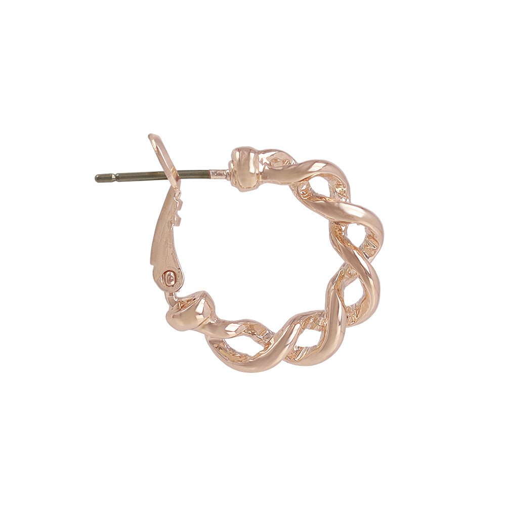 ピアス ニッケルフリー ロゼシルバー ツイスト クロス チタンポスト フープピアス