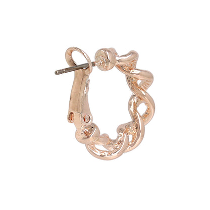 ピアス ニッケルフリー ロゼシルバー ツイスト クロス チタンポスト フープピアス