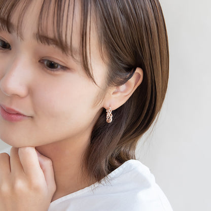 ピアス ニッケルフリー ロゼシルバー ツイスト クロス チタンポスト フープピアス