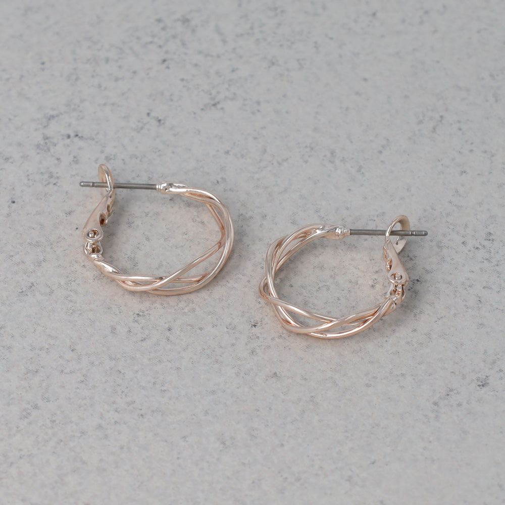 ピアス ニッケルフリー ロゼシルバー トリプル クロス チタンポスト フープピアス