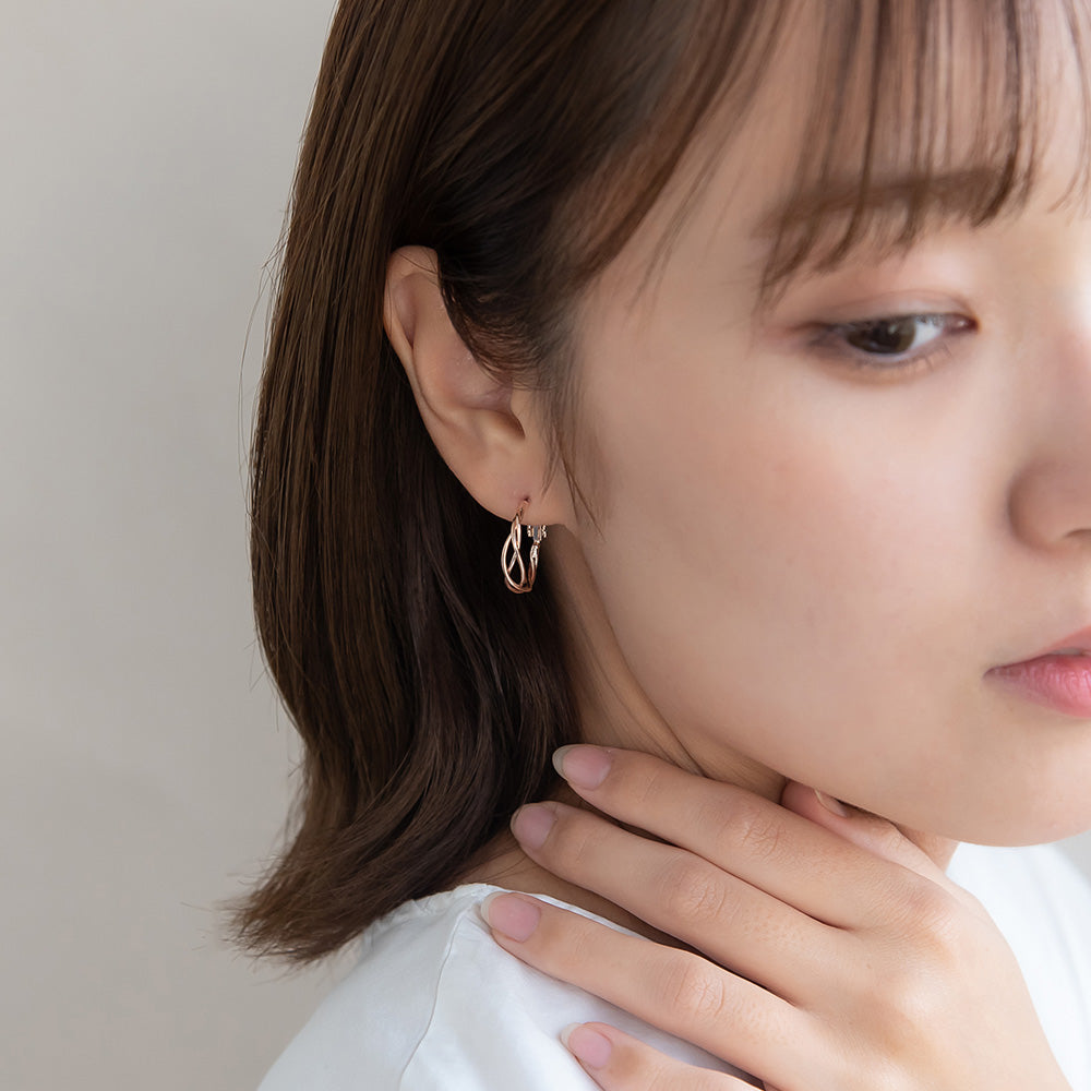 ピアス ニッケルフリー ロゼシルバー トリプル クロス チタンポスト フープピアス