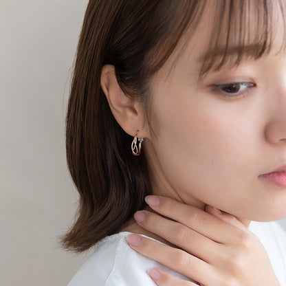 ピアス ニッケルフリー ロゼシルバー トリプル クロス チタンポスト フープピアス