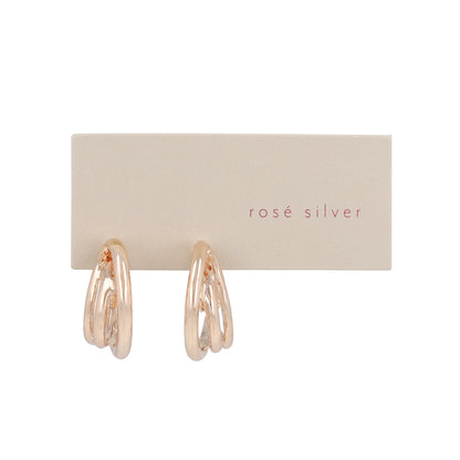 ピアス ニッケルフリー ロゼシルバー トリプル カーブ ライン チタンポスト フープピアス