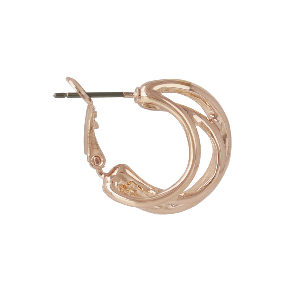 ピアス ニッケルフリー ロゼシルバー トリプル カーブ ライン チタンポスト フープピアス