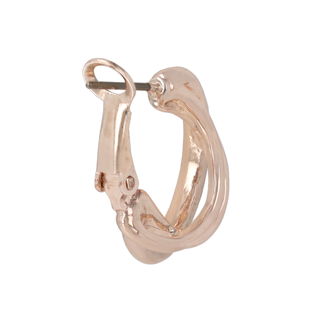 ピアス ニッケルフリー ロゼシルバー トリプル カーブ ライン チタンポスト フープピアス