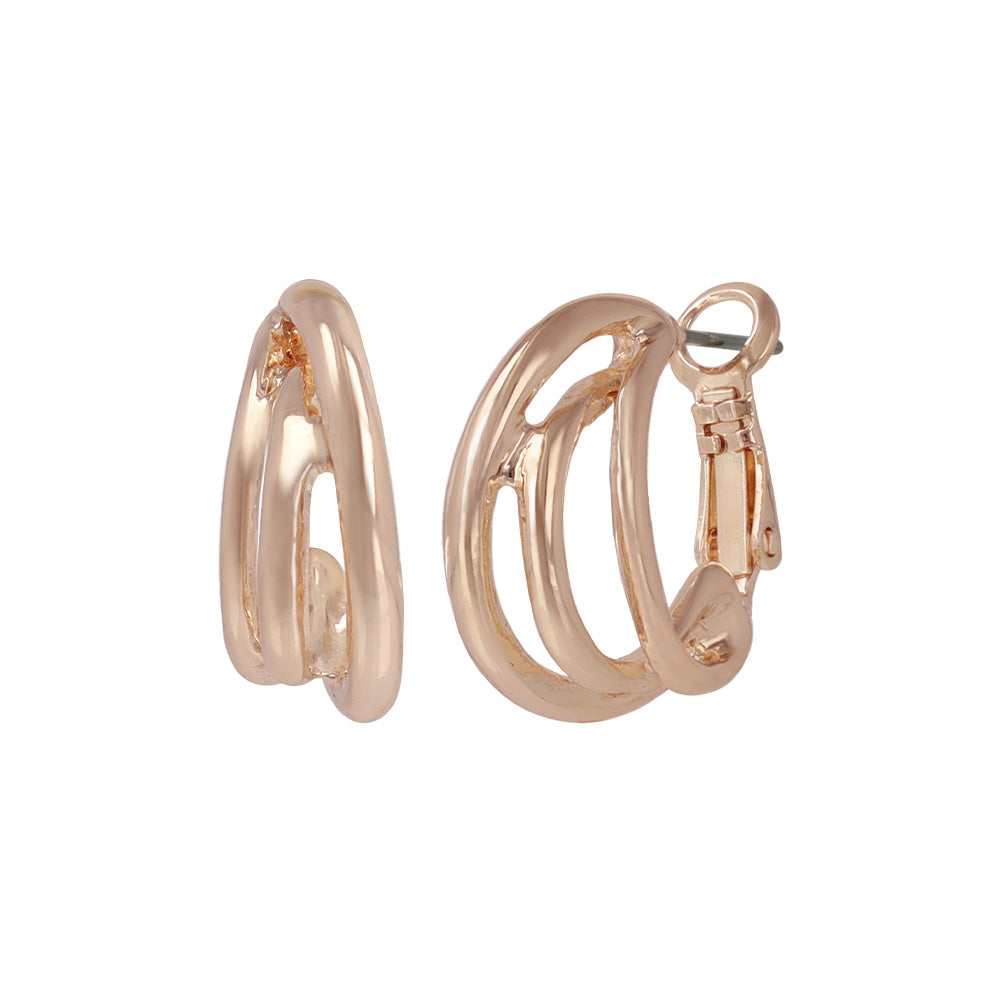 ピアス ニッケルフリー ロゼシルバー トリプル カーブ ライン チタンポスト フープピアス