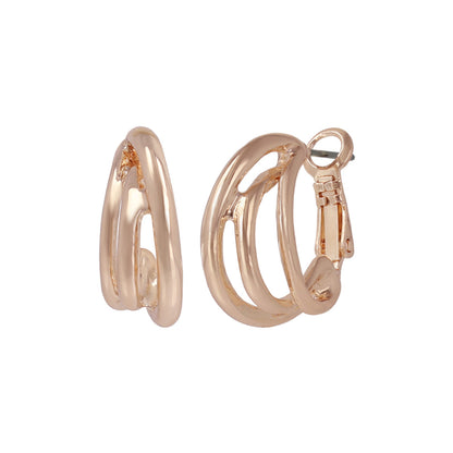 ピアス ニッケルフリー ロゼシルバー トリプル カーブ ライン チタンポスト フープピアス