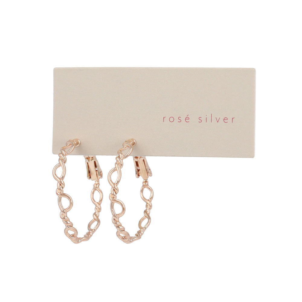 ピアス ニッケルフリー ロゼシルバー ランダム ひねり オーバル チタンポスト フープピアス