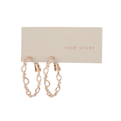 ピアス ニッケルフリー ロゼシルバー ランダム ひねり オーバル チタンポスト フープピアス