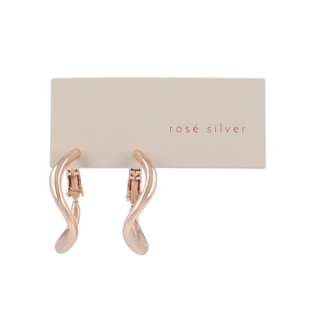 ピアス ニッケルフリー ロゼシルバー ウェーブ ライン チタンポスト フープピアス