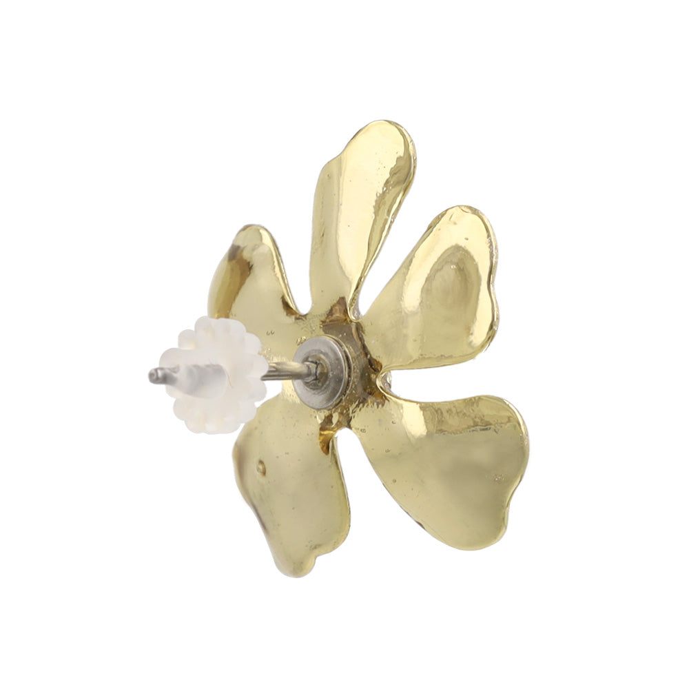 ピアス ニッケルフリー フラワー メタル ラメ くすみカラー ステンレスポスト スタッドピアス