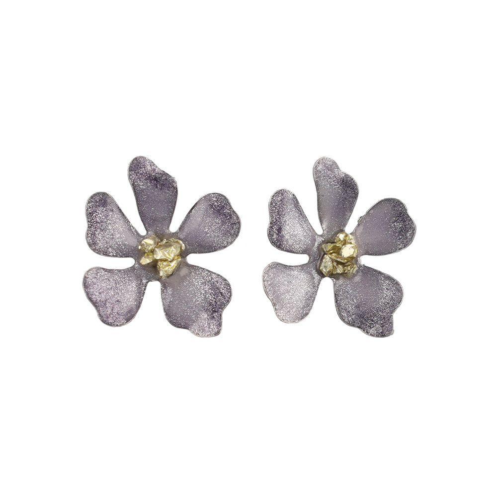 ピアス ニッケルフリー フラワー メタル ラメ くすみカラー ステンレスポスト スタッドピアス