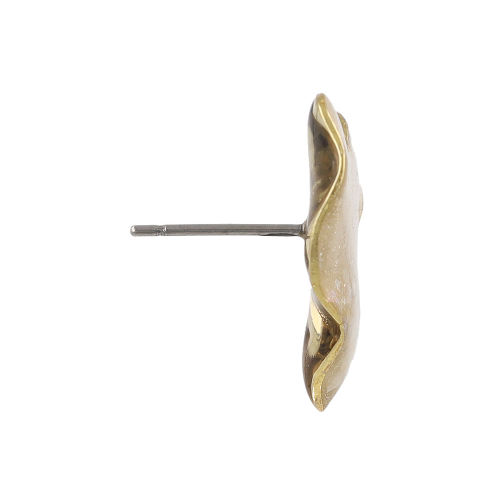 ピアス ニッケルフリー ハート メタル シェル ラメ くすみカラー ステンレスポスト スタッドピアス