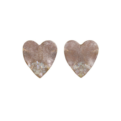 ピアス ニッケルフリー ハート メタル シェル ラメ くすみカラー ステンレスポスト スタッドピアス