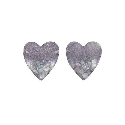 ピアス ニッケルフリー ハート メタル シェル ラメ くすみカラー ステンレスポスト スタッドピアス