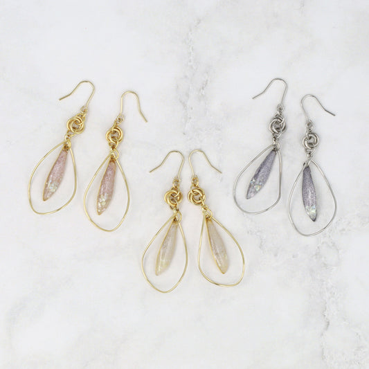 ピアス ニッケルフリー メタル 立体フレーム シェル ラメ くすみカラー ステンレスポスト スタッドピアス