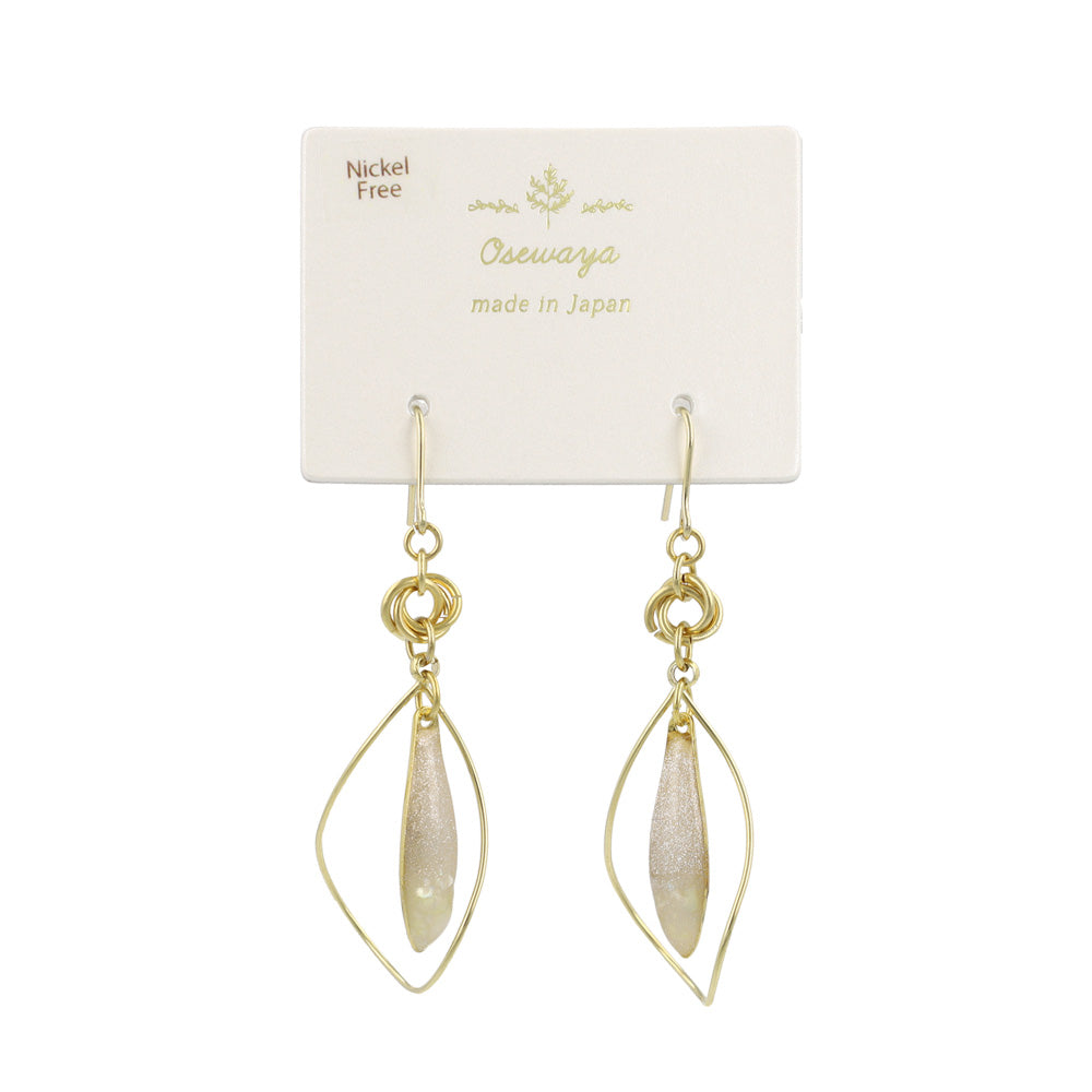 ピアス ニッケルフリー メタル 立体フレーム シェル ラメ くすみカラー ステンレスポスト スタッドピアス