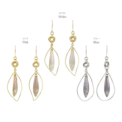 ピアス ニッケルフリー メタル 立体フレーム シェル ラメ くすみカラー ステンレスポスト スタッドピアス