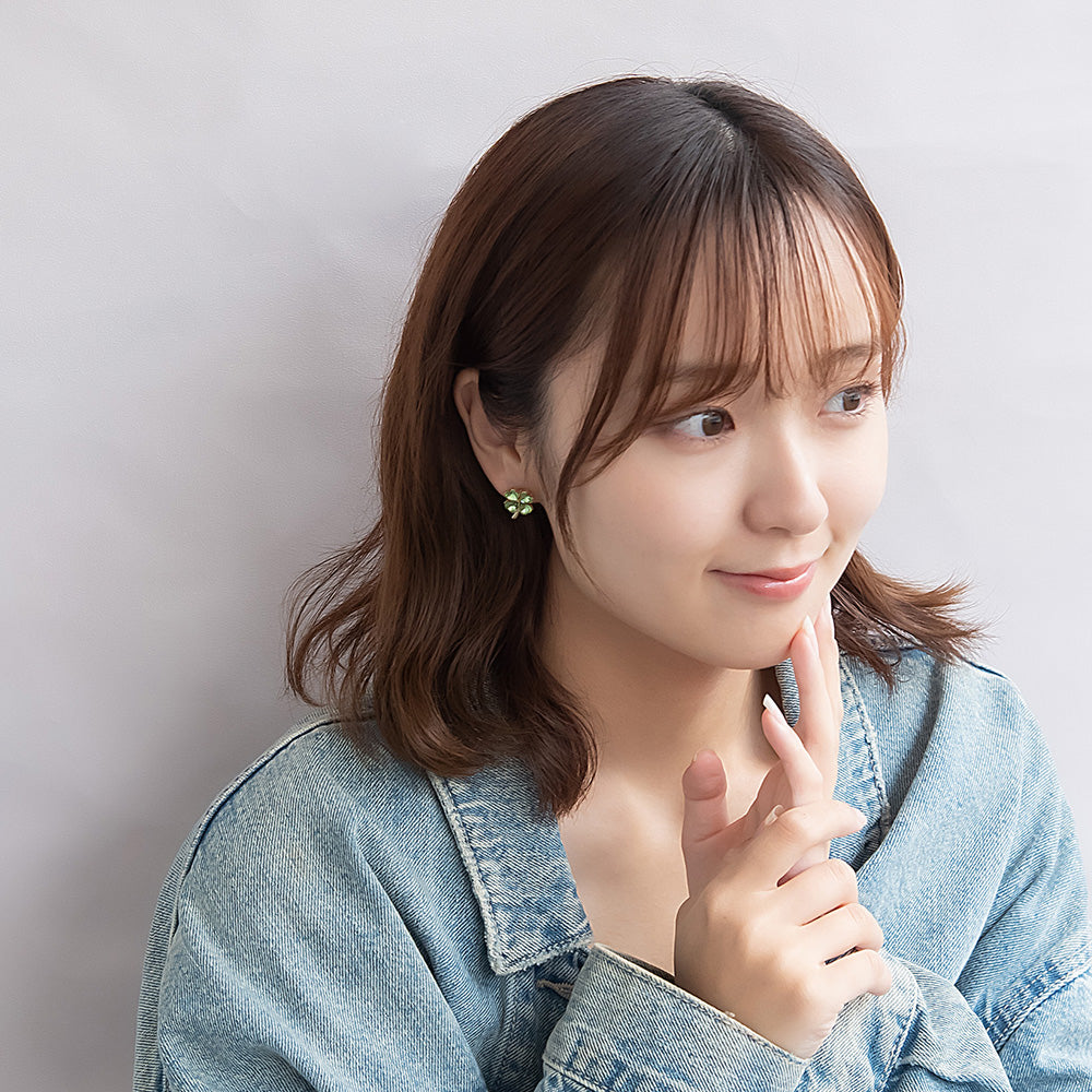 ピアス ニッケルフリー メタル クローバー カラー ストーン ステンレスポスト スタッドピアス