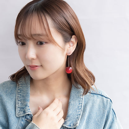ピアス メタル フルーツ チェリー さくらんぼ クリア カラー バックキャッチ スタッドピアス
